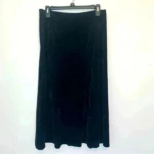 Vintage Y2K Whimsigoth Crushed Velvet Black Maxi Skirt Grunge Witchy Medium